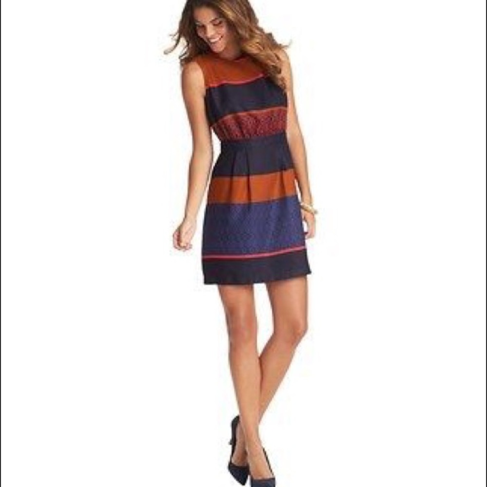 Ann Taylor Loft Orange and Blue Print Dress 6P